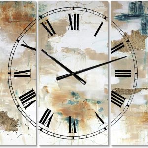 ‘Gilded Daydreams’ Reloj de pared moderno de 3 paneles para decoración del hogar, dormitorio, baño, oficina, sala de estar, 25069 ‘Gilded Daydreams’ Reloj de pared moderno de 3 paneles para decoración del hogar, dormitorio, baño, oficina, sala de estar, 25069