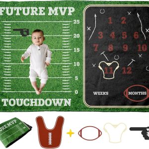 Pavo Manta de hito de fútbol prémium para bebés niños, incluye 3 marcos exclusivos, manta mensual personalizada para recién nacido, ultrasuave y Pavo Manta de hito de fútbol prémium para bebés niños, incluye 3 marcos exclusivos, manta mensual personalizada para recién nacido, ultrasuave y