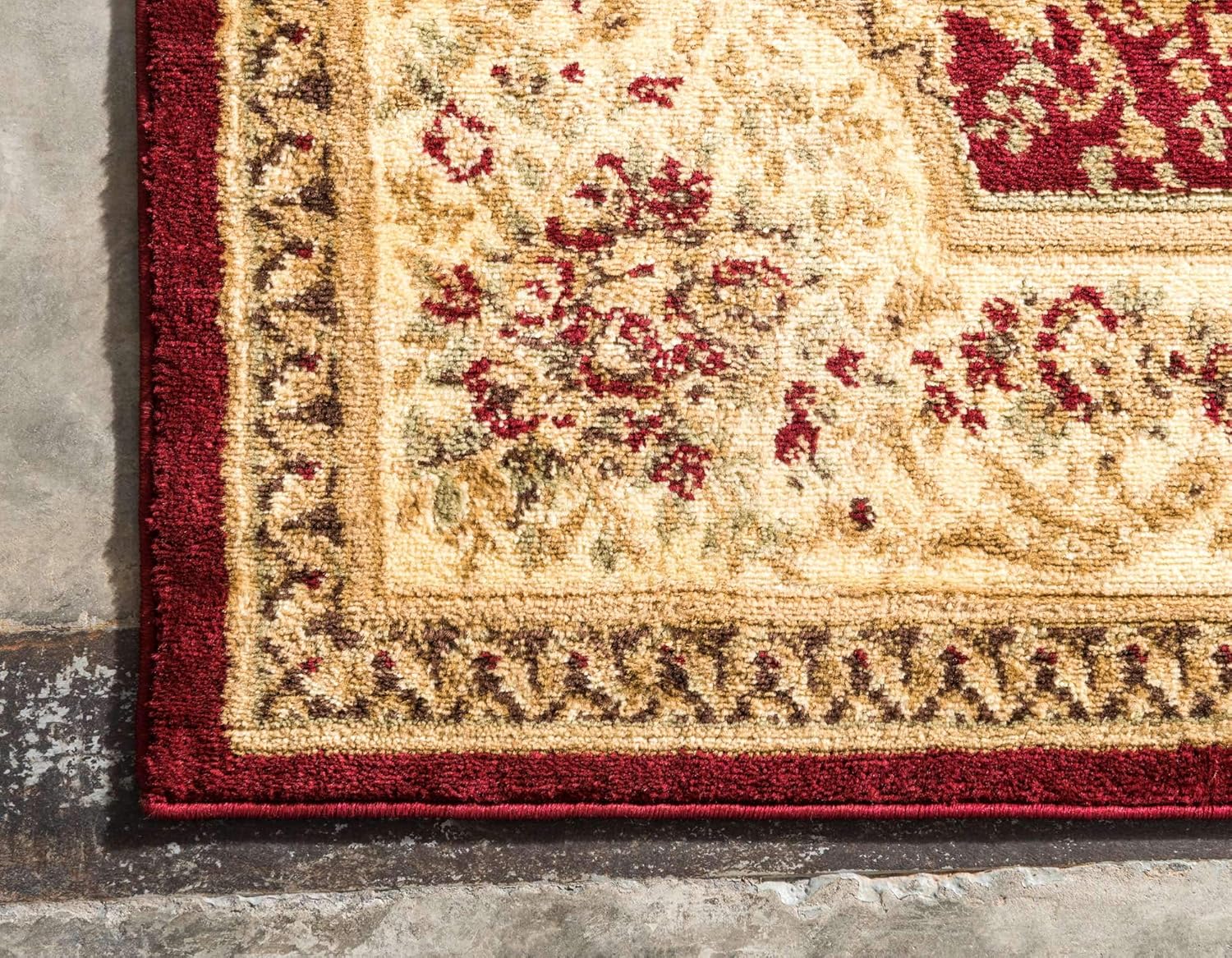 Unique Loom – Alfombra clásica tradicional, colección Versalles, Polipropileno, RojoVerde