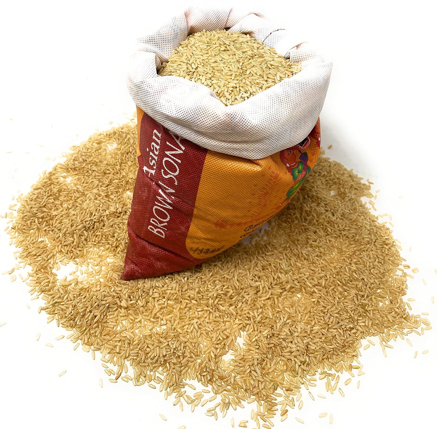 Asian Kitchen Brown Sona Masoori Arroz envejecido Bolsa de 4 libras, 4 libras (4.0 lbs) Arroz de grano corto  Todo natural  Apto para gluten  Vegano