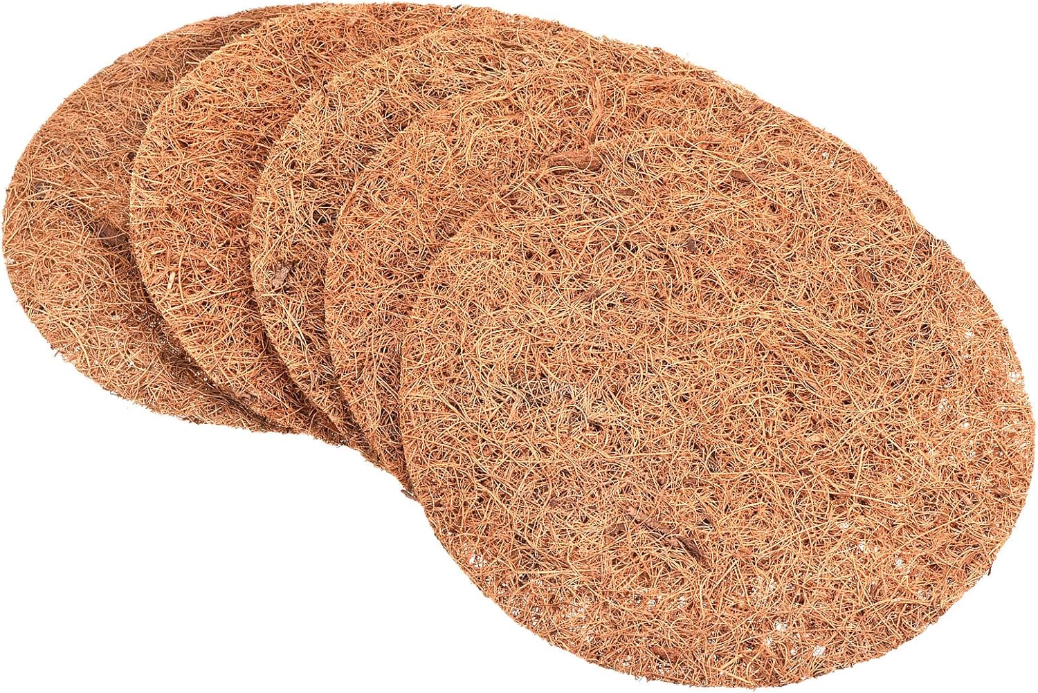 PATIKIL Tapete de fibra de coco de 8 pulgadas, paquete de 5 protectores redondos de fibra de coco para plantas en macetas de interior y exterior
