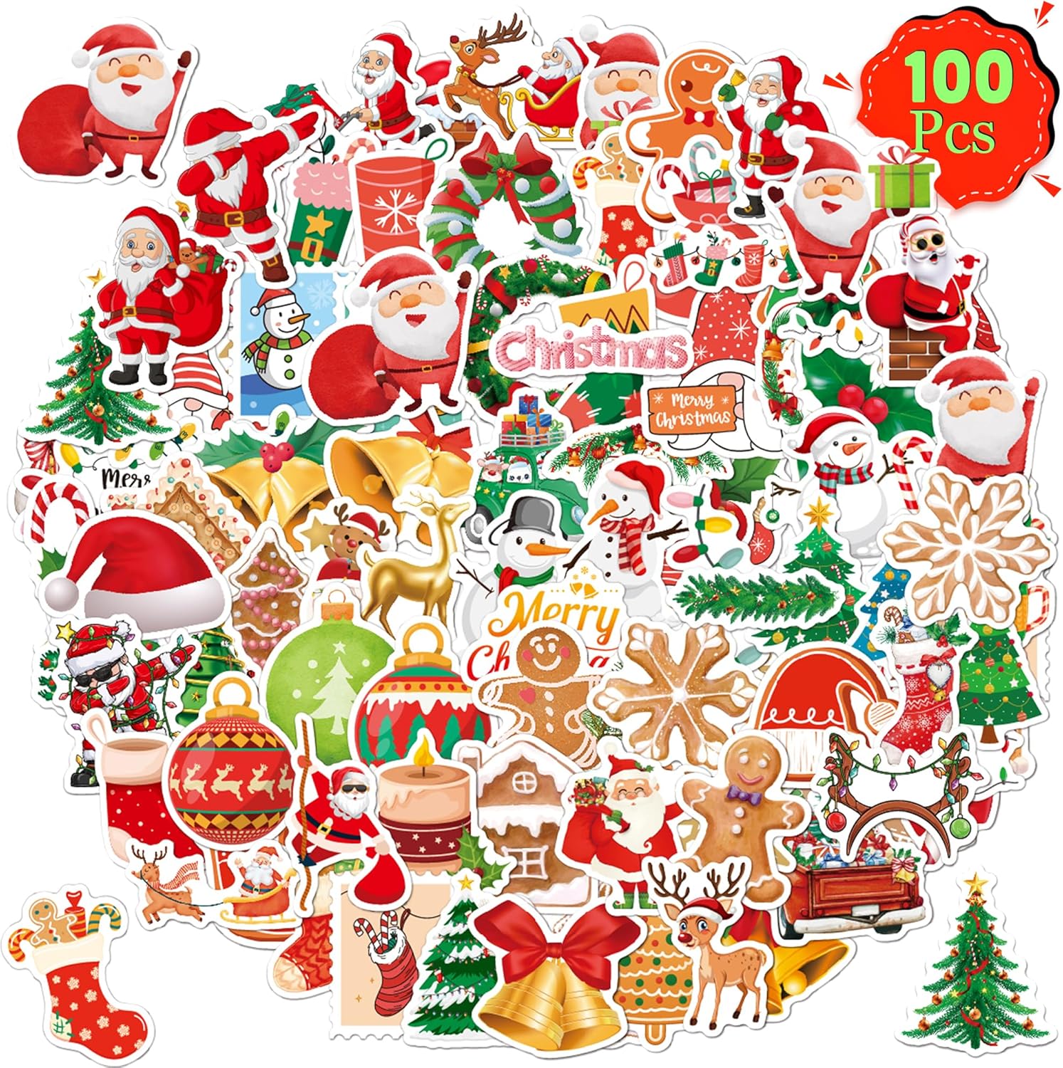 KatchOn, Calcomanías de Navidad para niños, 100 piezas, calcomanías de vinilo de Navidad para niños, calcomanías de Navidad para manualidades,