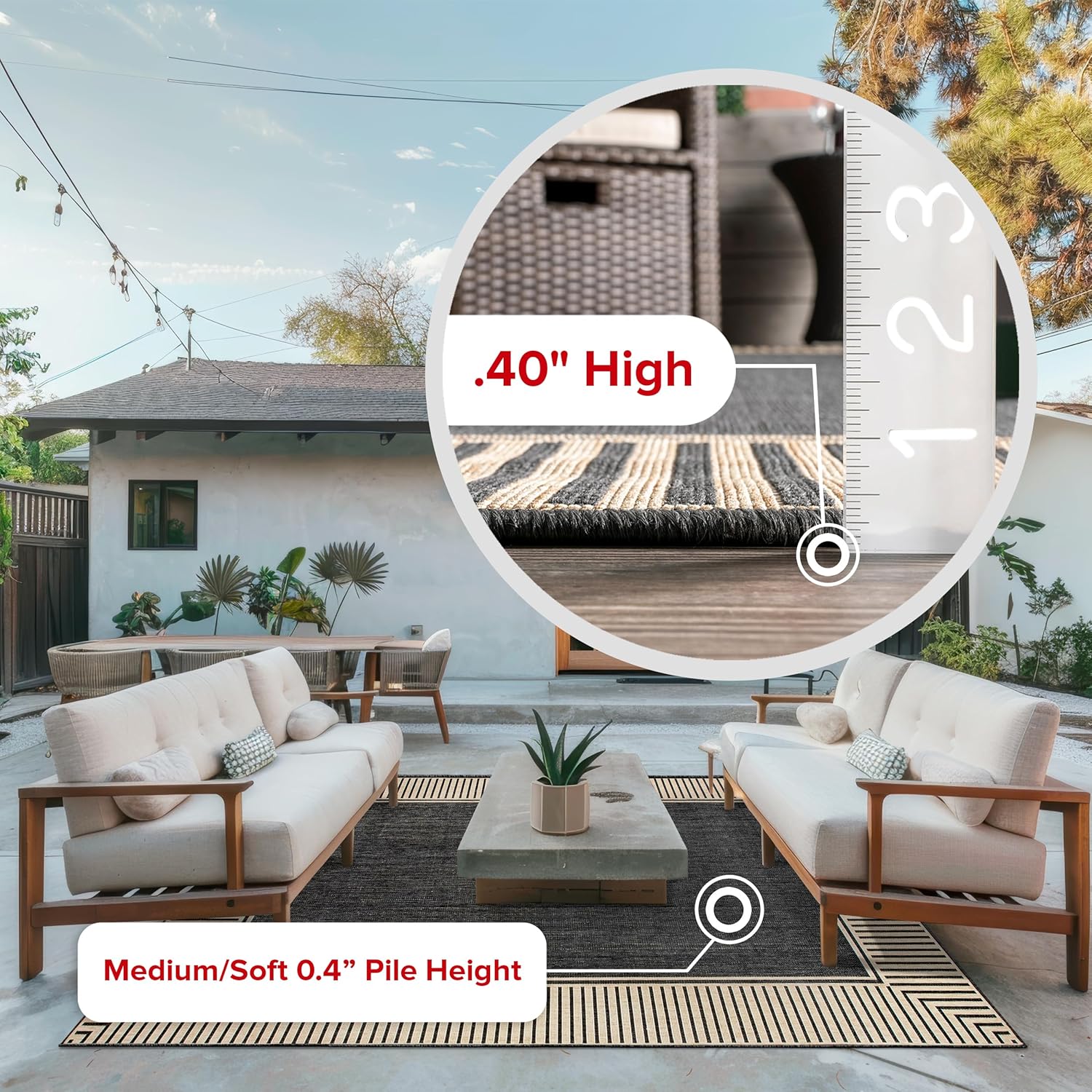 nuLOOM Asha – Alfombra de área con borde simple para interiores y exteriores, 3 pies 6 pulgadas x 5 pies, color gris oscuro
