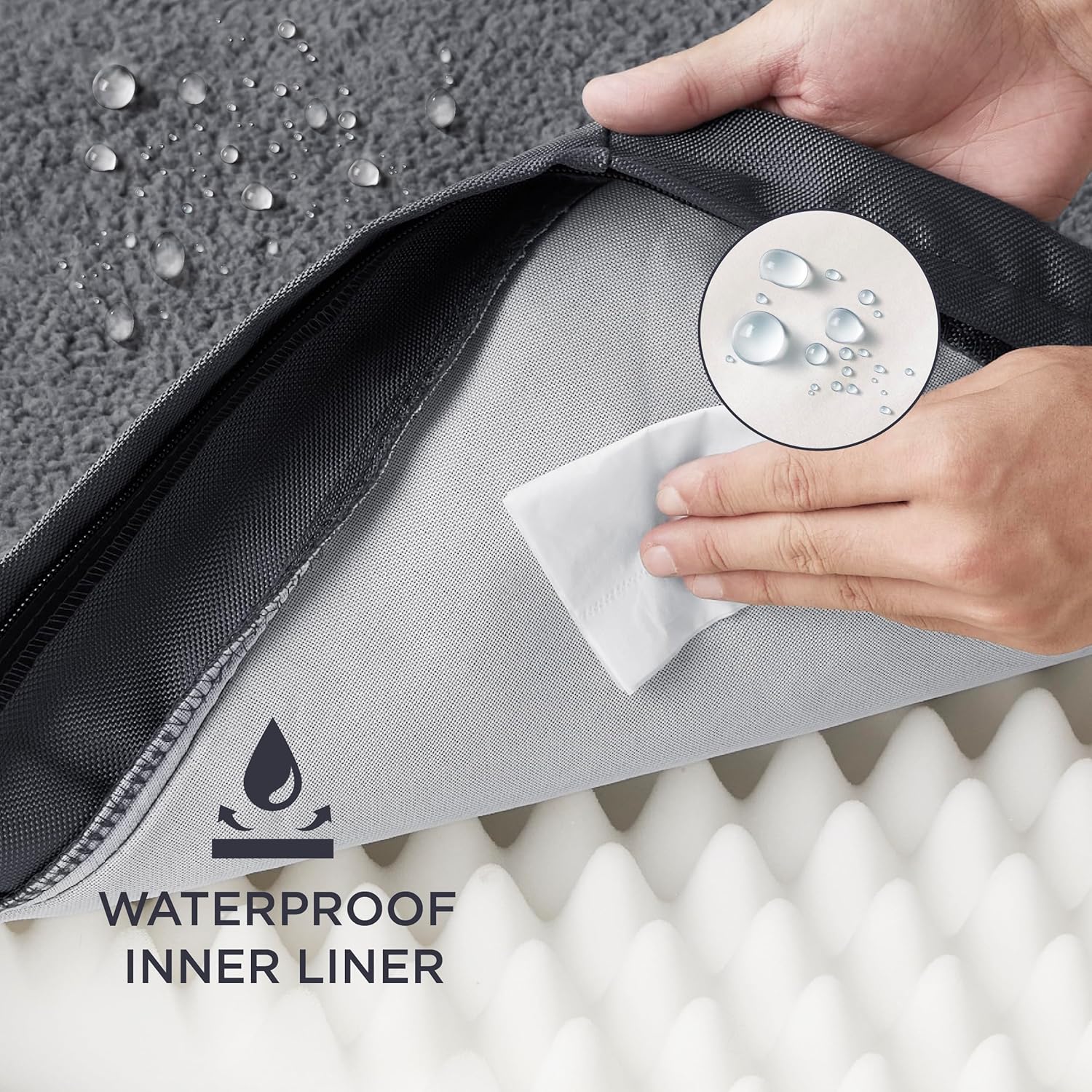 Bedsure Cama mediana para perros medianos. Cama ortopédica impermeable para perros con funda extraíble lavable, alfombrilla de espuma para mascotas,