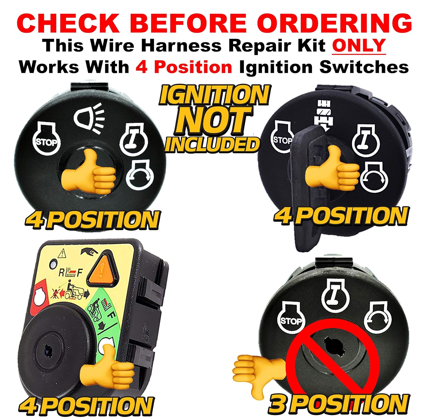 HD Switch Kit de reparación de conectores de terminales de 7 conectores de terminales para interruptor de encendido de arranque, sustituye a John