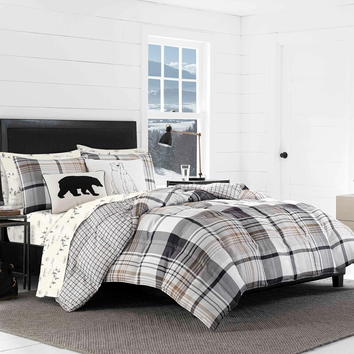 Eddie Bauer – Juego de sábanas de tamaño Queen, de franela de algodón, cepillado para mayor suavidad, acogedora decoración para el hogar (Geese