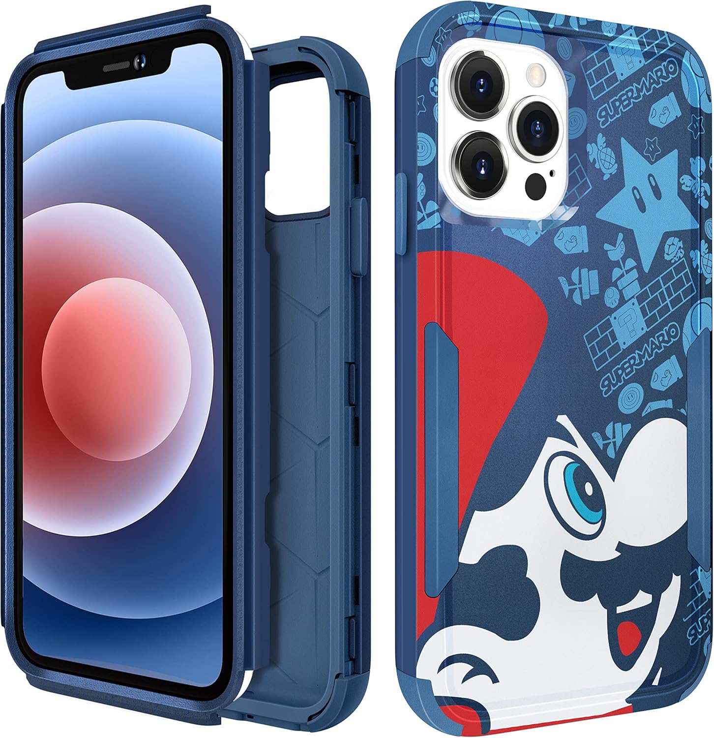 Oqplog Funda resistente para iPhone 13 Pro Max de 6.7 pulgadas para niñas, niños, mujeres, niños, linda funda dura de triple capa de dibujos