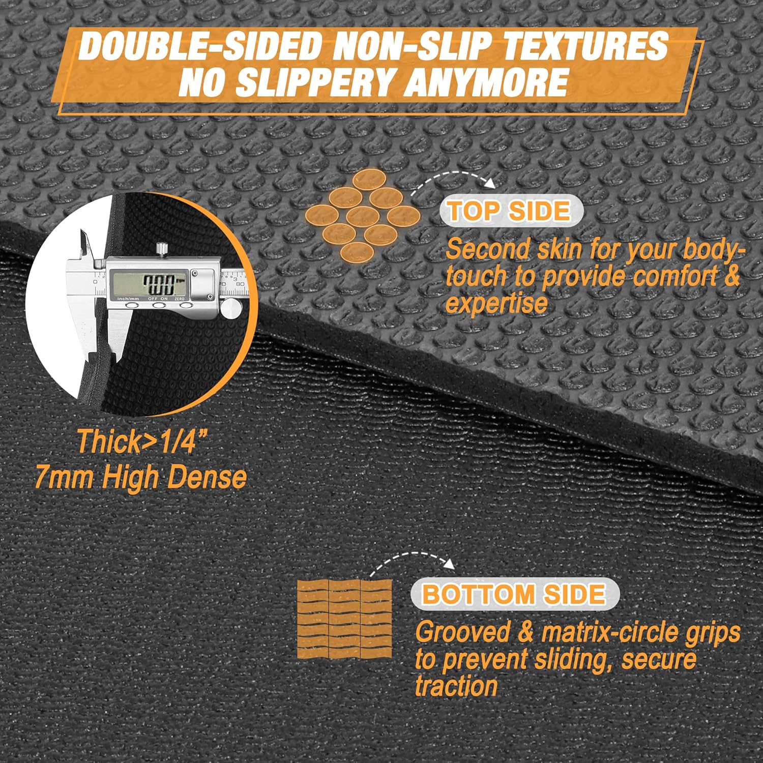 Large Exercise Mat for Home Workout – 6’x4’8’x6’10’x6’12’x6′(7mm) Ultra-Durable Workout Mat for Home Gym Flooring – High Density Gym Mat for Cardio,