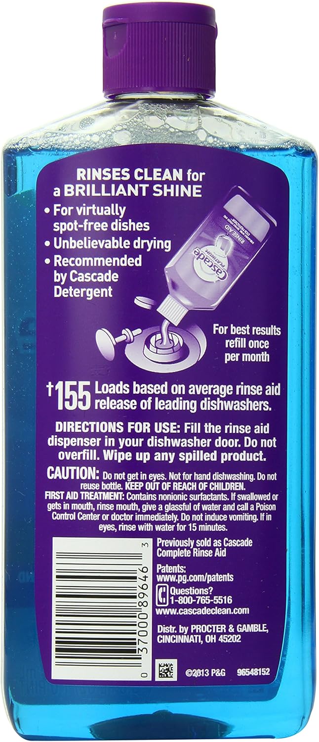 Cascade Rinse Aid Platinum – Agente para lavavajillas, regular, 16 onzas líquidas (paquete de 6)