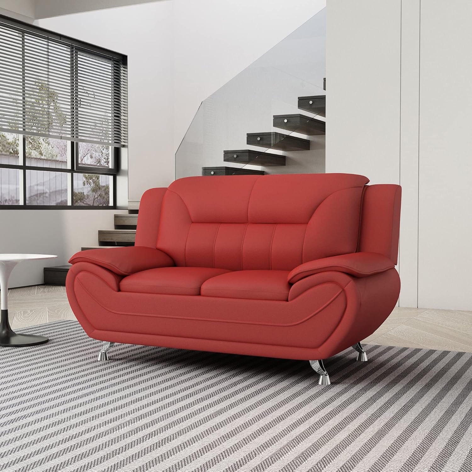 US Pride Furniture Michael Collection – Sofá de piel sintética de estilo moderno, versátil pieza decorativa de 2 plazas para sala de estar,