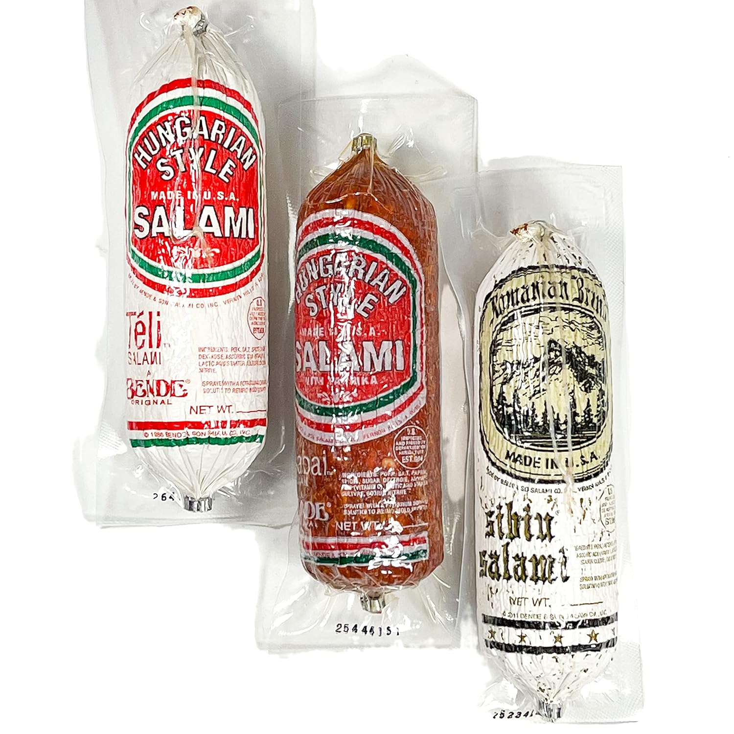 Sibiu, Csabai, Teli Salami, Húngaro y Rumano, Cerdo y Pimentón Marca Seco Envejecido Salchichas, Pack de 3, Regalo Gourmet