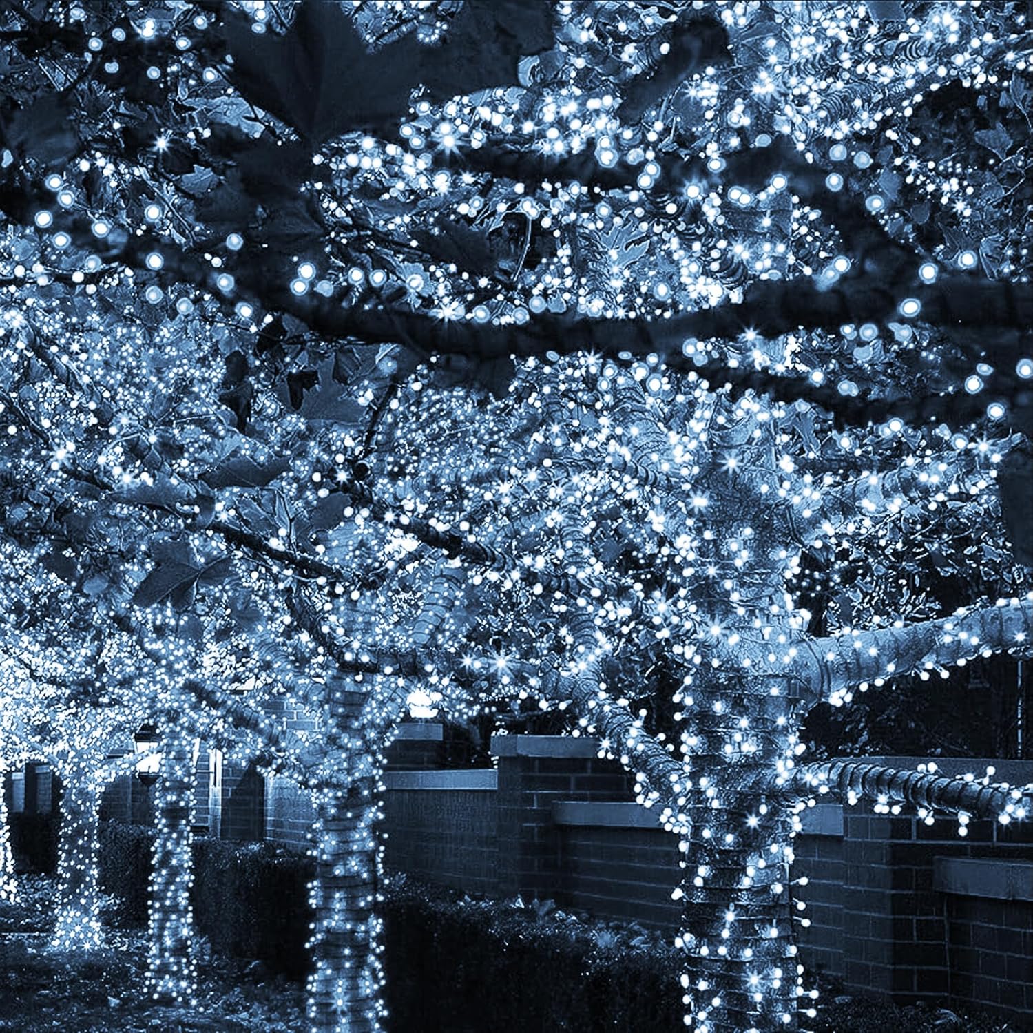 Dazzle Bright Guirnalda de luces LED de Navidad de 164 pies, 500 luces LED de alambre verde impermeable con 8 modos, decoraciones de Navidad al aire