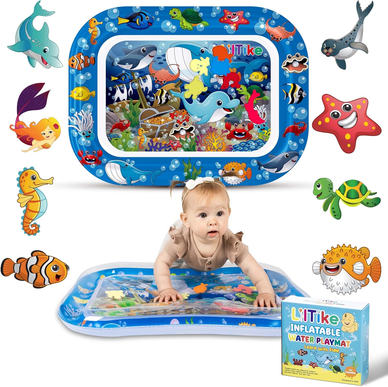 Alfombrilla de agua para bebés  16 nuevos diseños y colores  Gran idea de regalo para recién nacidos  3, 6 y 9 meses, desarrollo sensorial para