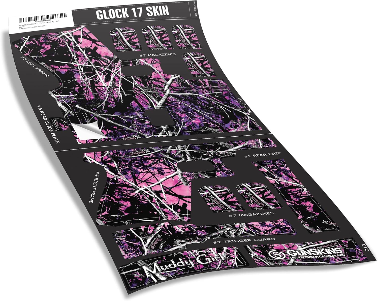 GunSkins Funda de pistola precortada para Glock 45 – Compatible con pistola Airsoft AEG BB – Envoltura de vinilo para pistola – Fácil de instalar –