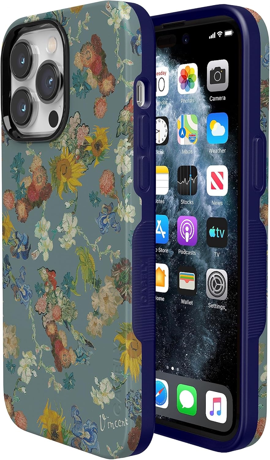 Casely Funda para iPhone 14 Pro  Flores de Van Gogh  50 aniversario  Compatible con MagSafe  Funda de teléfono iPhone 14 Pro