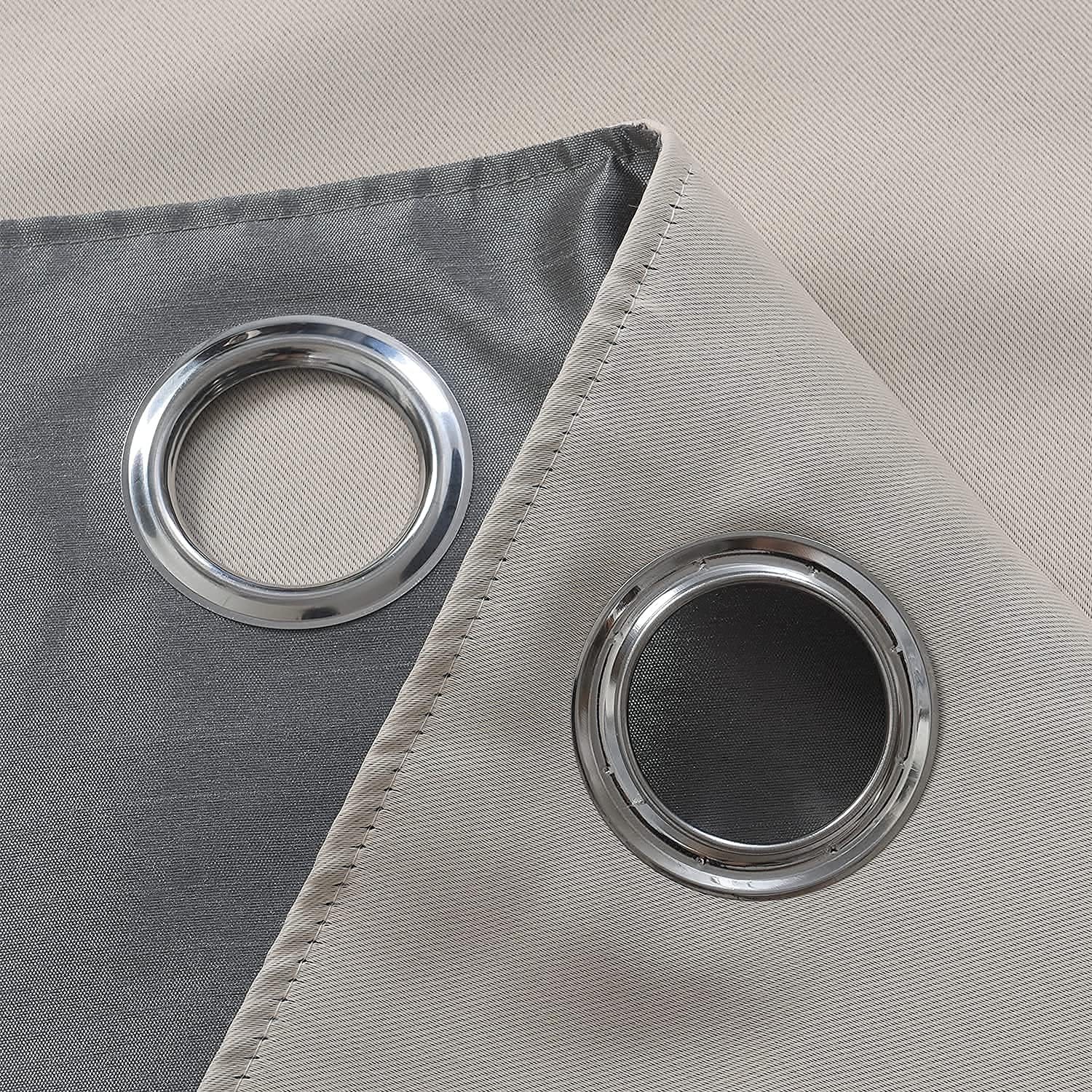GYROHOME Cortinas opacas de seda sintética para oscurecer la habitación (forro beige) Cortinas lisas para tratamiento de ventanas para dormitorio,