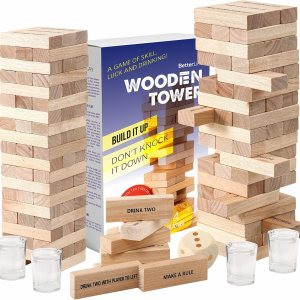 BETTERLINE Juego de madera de bloques apilables para beber 48 piezas Torre para adultos Juego de fiesta de amigos, despedida de soltero (60 BETTERLINE Juego de madera de bloques apilables para beber 48 piezas Torre para adultos Juego de fiesta de amigos, despedida de soltero (60