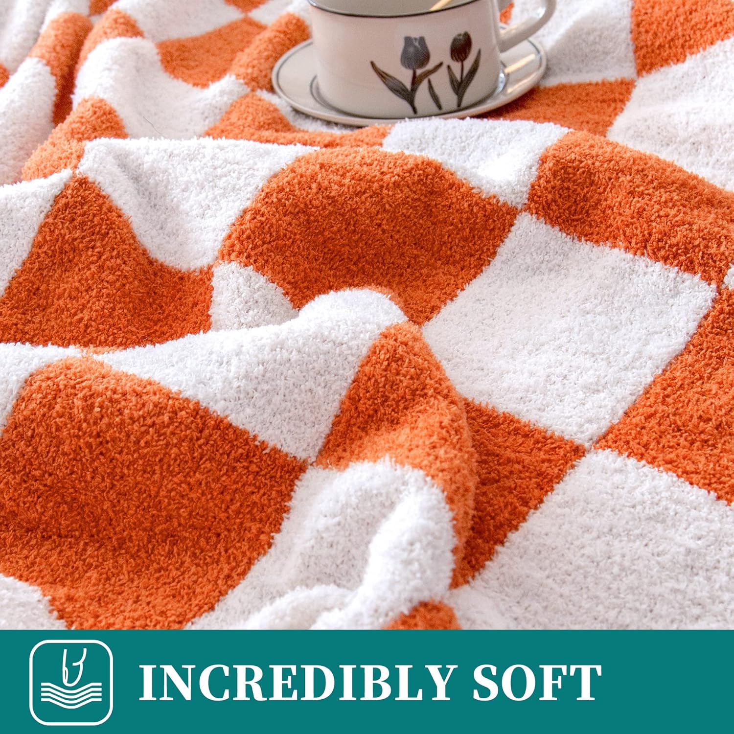 SeaRoomy Manta de cuadros, manta de punto reversible de felpa suave y mullida para sofá y cama, cálida y acogedora manta de microfibra esponjosa