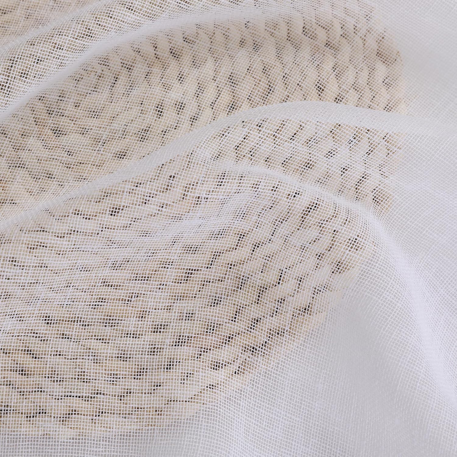 Chyhomenyc Dianna – Cortinas traslúcidas blancas de cocina de 36 pulgadas de largo, cortinas de arpillera con textura de lino sintético, cortinas