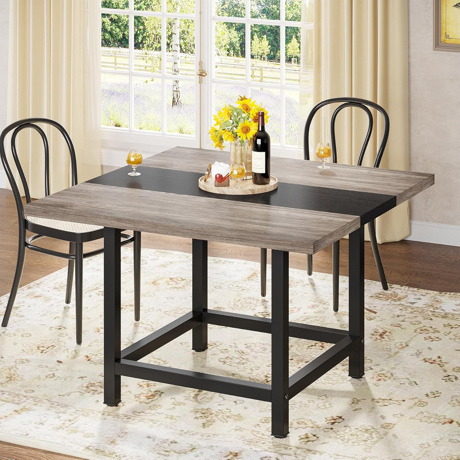 Tribesigns Mesa de comedor cuadrada para 4 personas, casa de campo de 39.4 x 39.4 x 29.5 pulgadas, mesa de cocina de madera, mesa de comedor