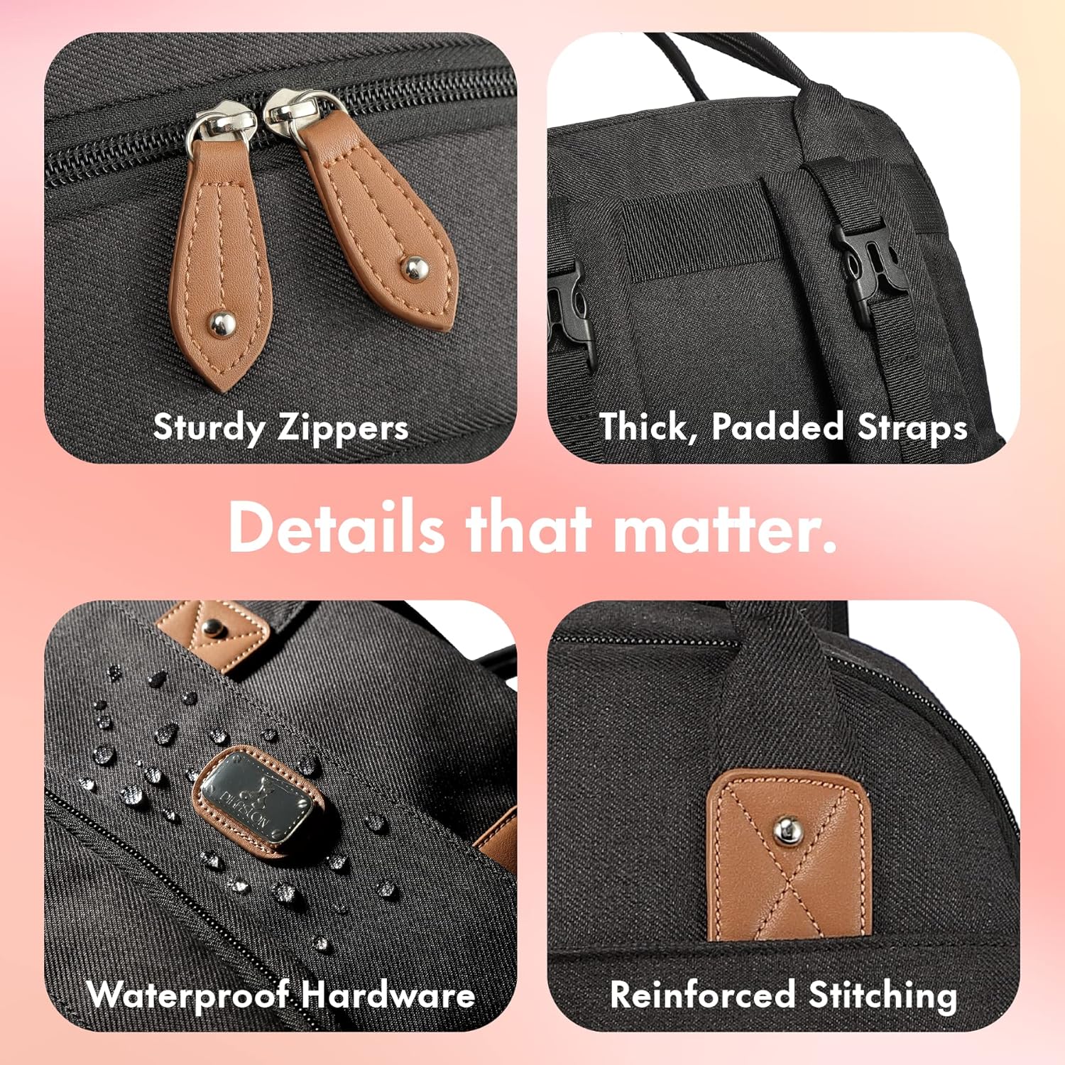 Dikaslon – Mochila para pañales con cambiador portátil, funda para chupete y correas para cochecito, bolsas de bebé unisex grandes para niños y