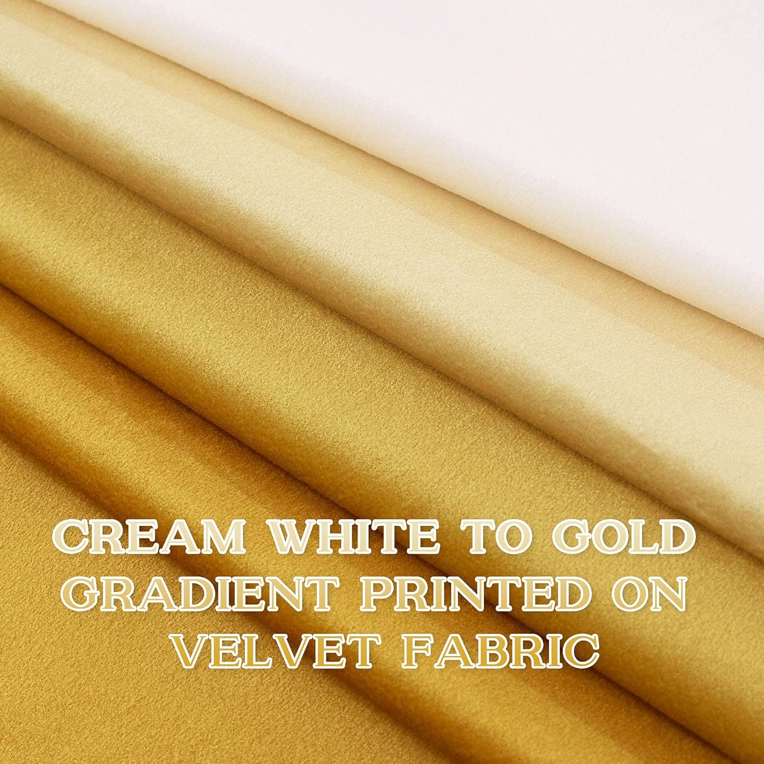 StangH Cortinas de terciopelo dorado degradado estampado degradado de color blanco crema sobre tela de terciopelo blanco crema, cortinas con ojales