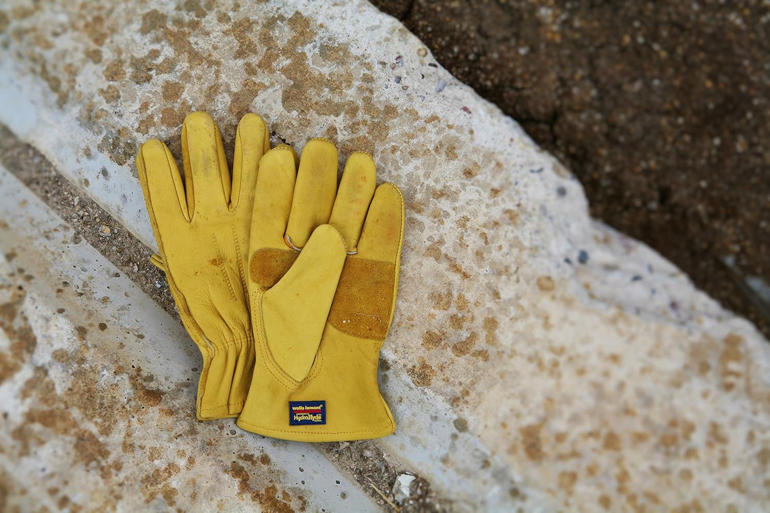 Guantes de trabajo de cuero resistentes al agua, piel de vaca, parche de palma, tecnología HydraHyde, mediano (1201M)