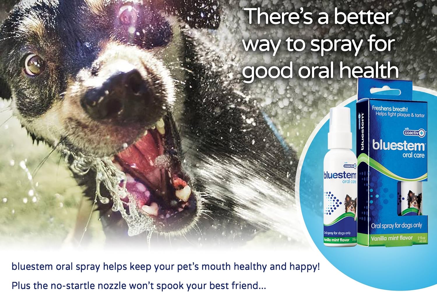 Dog Oral Spray Breath Freshener Pet Dental Teeth & Mouth Cleaning Spray That Treats All Dogs Bad Breath Smell When Breathing. Tooth Tartar + Plaque