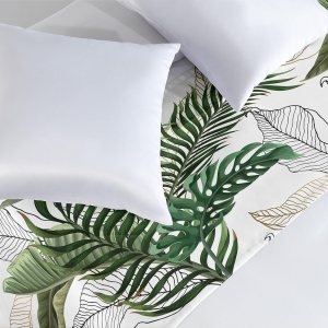 Ambesonne Camino de cama tropical, estilo hawaiano, adorno exótico de palmera y hojas de plátano, bufanda decorativa para hoteles, hogares y Ambesonne Camino de cama tropical, estilo hawaiano, adorno exótico de palmera y hojas de plátano, bufanda decorativa para hoteles, hogares y