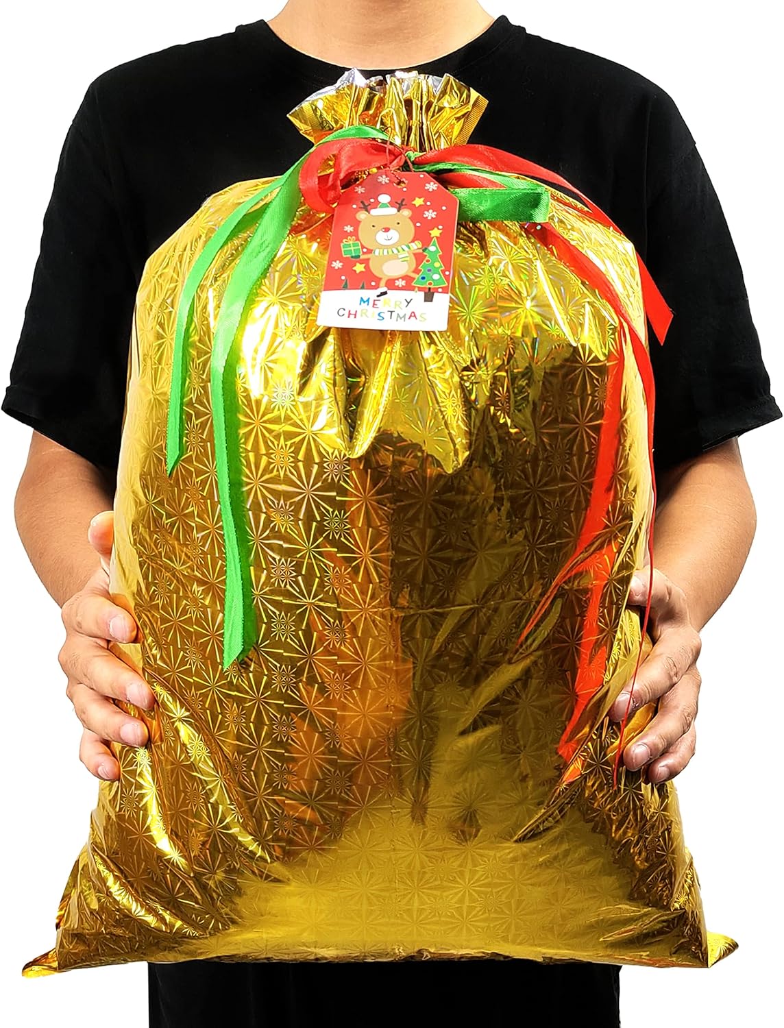 Regalo de envoltura de 10 segundos  38 bolsas de regalo de Navidad con cordón de varios tamaños pequeños, medianos y grandes, bolsas de regalo de