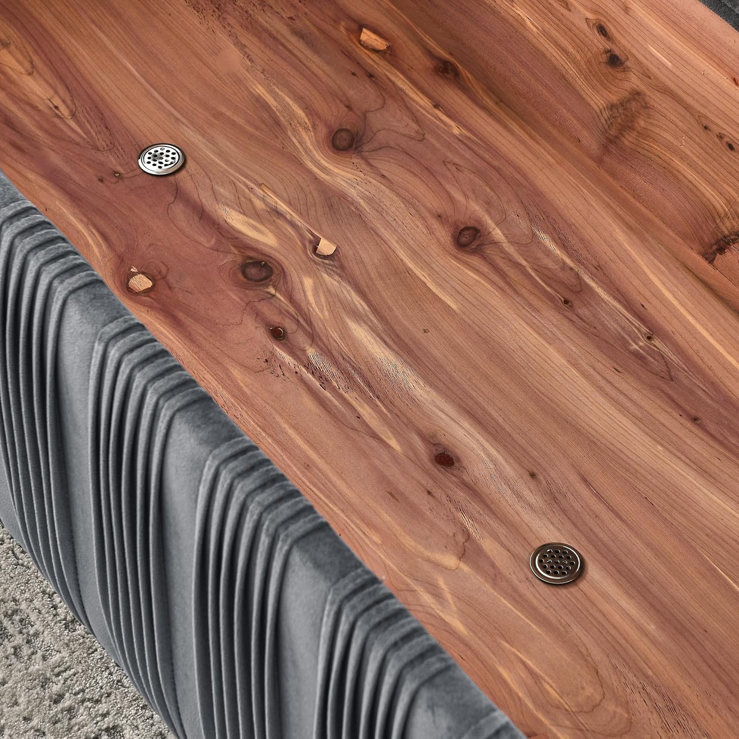 Banco de almacenamiento moderno de 40.5 pulgadas con chapa de madera de cedro, asiento tapizado de terciopelo con patas de metal dorado para