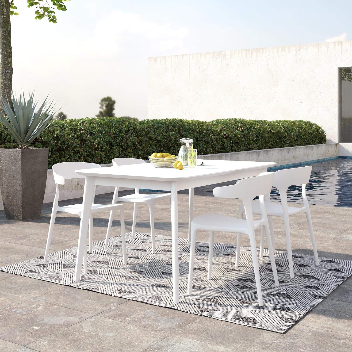 Novogratz Poolside Collection, Felix – Sillas de comedor apilables para interiores y exteriores, paquete de 2, color blanco