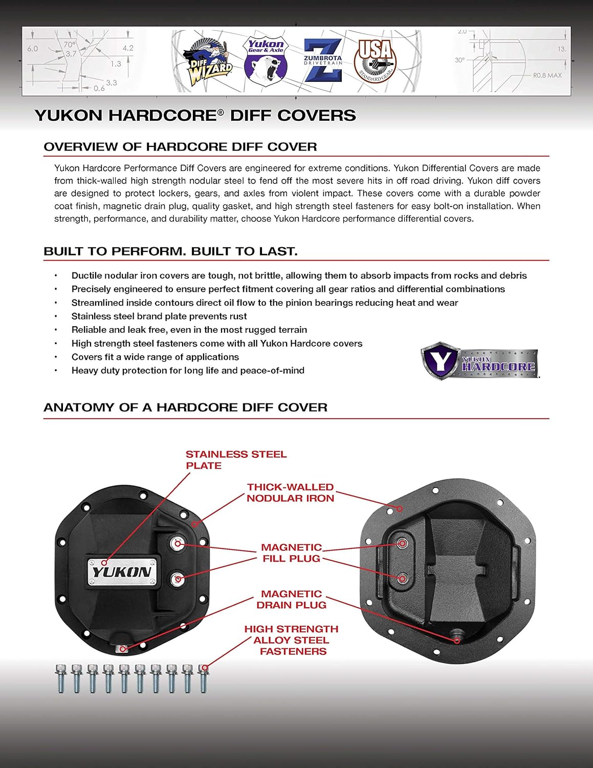 Yukon Gear & Axle Performance Parts Cubierta diferencial para GM 9,5 pulgadas, 12 pernos y 9,76 pulgadas.
