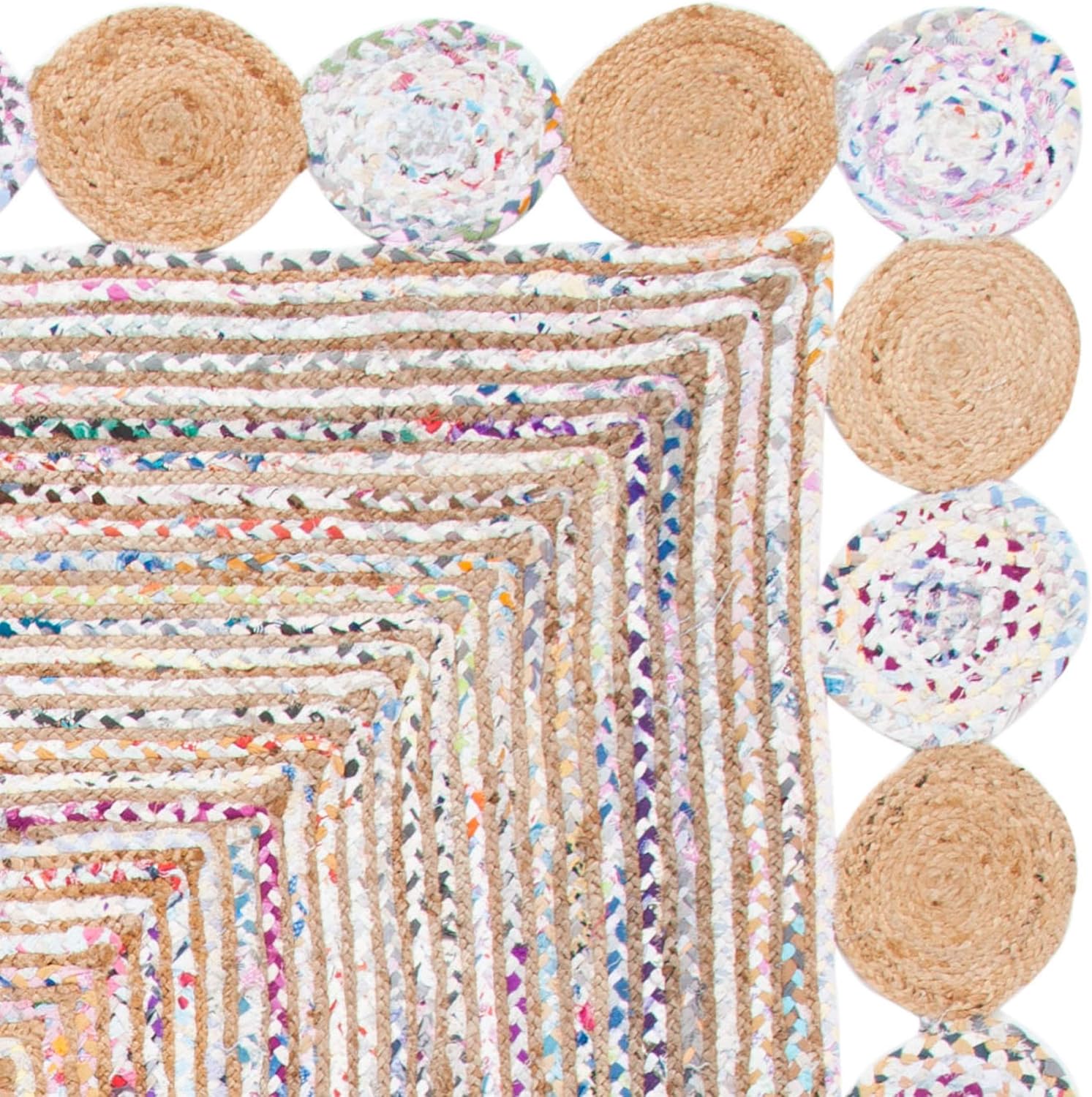SAFAVIEH Cape Cod Collection – Alfombra de área de 6 x 9 pies, beige y multicolor, hecha a mano de yute trenzado y algodón, ideal para zonas de alto