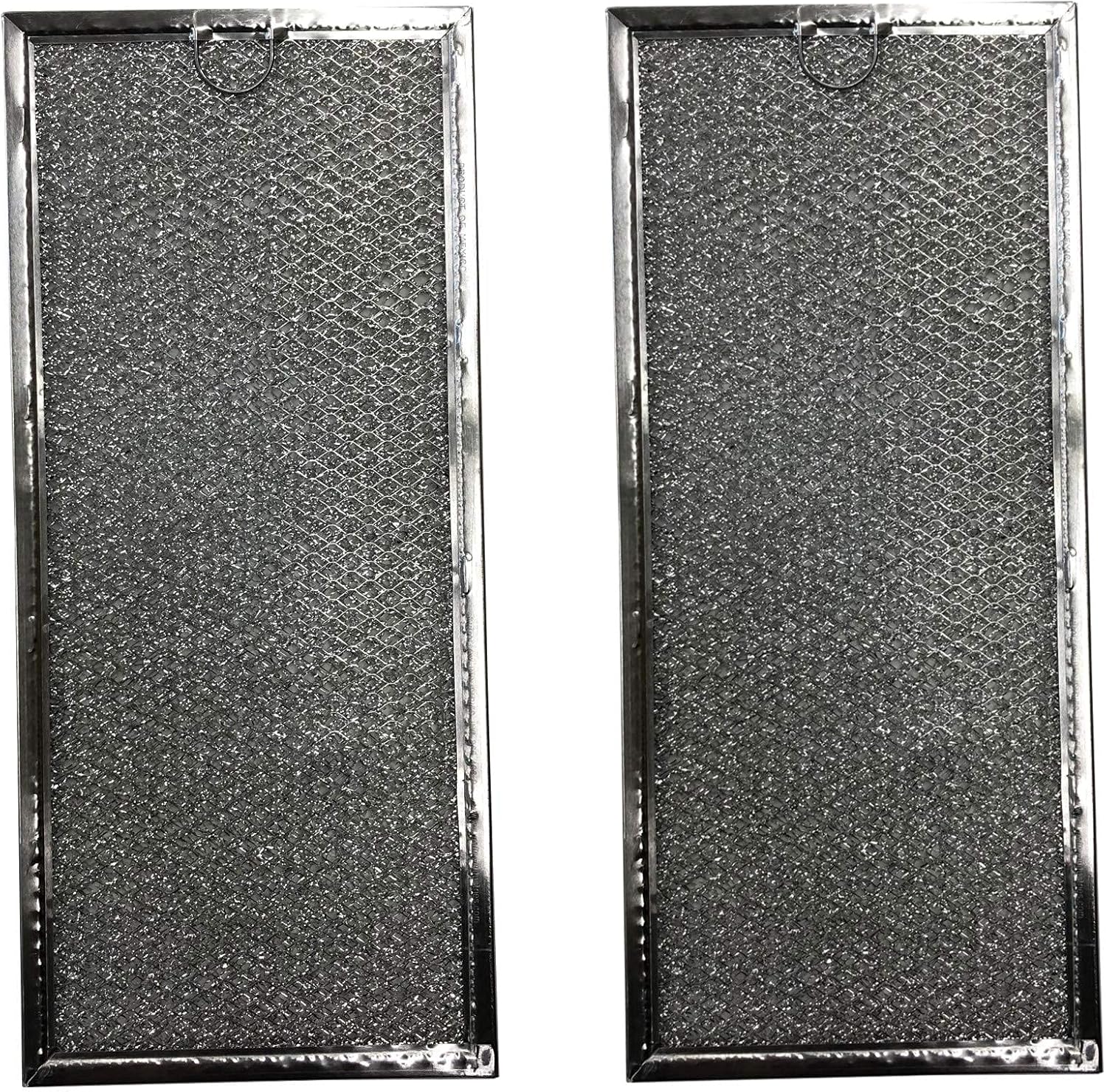 Filtro de aluminio de repuesto compatible con GE y Whirlpool W10208631A, WB06X10596, DE6300196A, RHF0525 – 5 78 x 13 38 x 18 – Paquete de 2