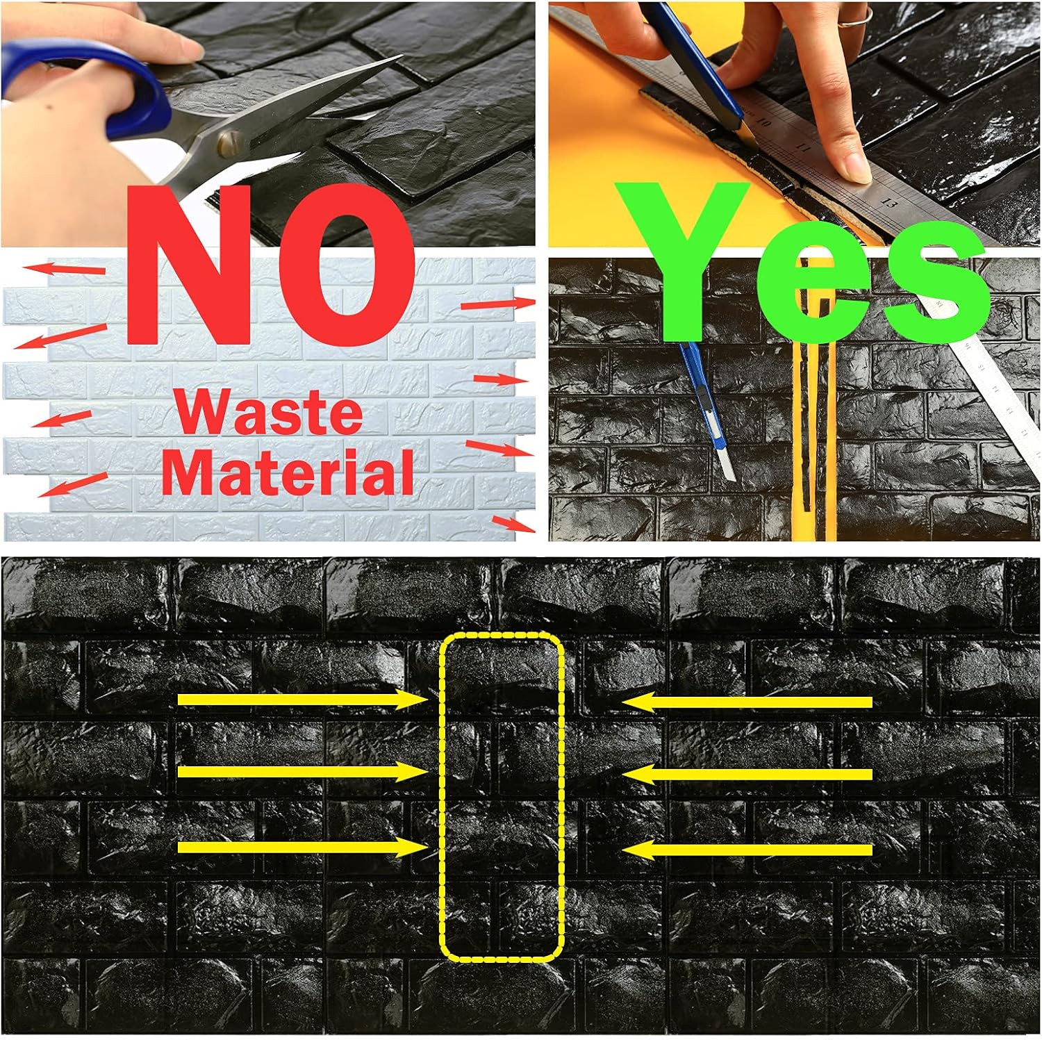 20paneles autoadhesivos 3D impermeables para pared, con ladrillos negros, se pueden pintar, papel tapiz con ladrillos falsos, paneles para