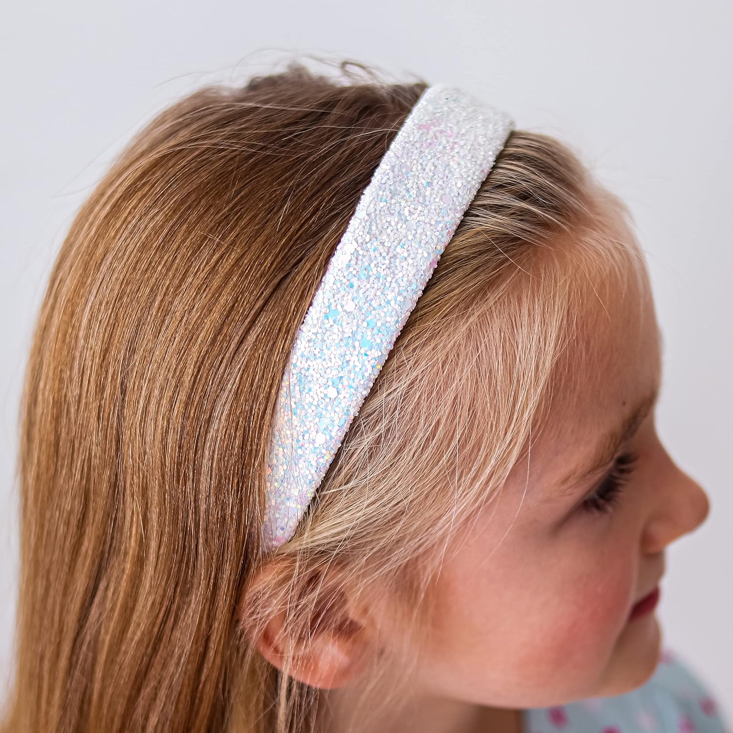 FROG SAC Diademas con purpurina para niñas, diadema ancha brillante para accesorios para el cabello de niñas pequeñas, lindas bandas brillantes para