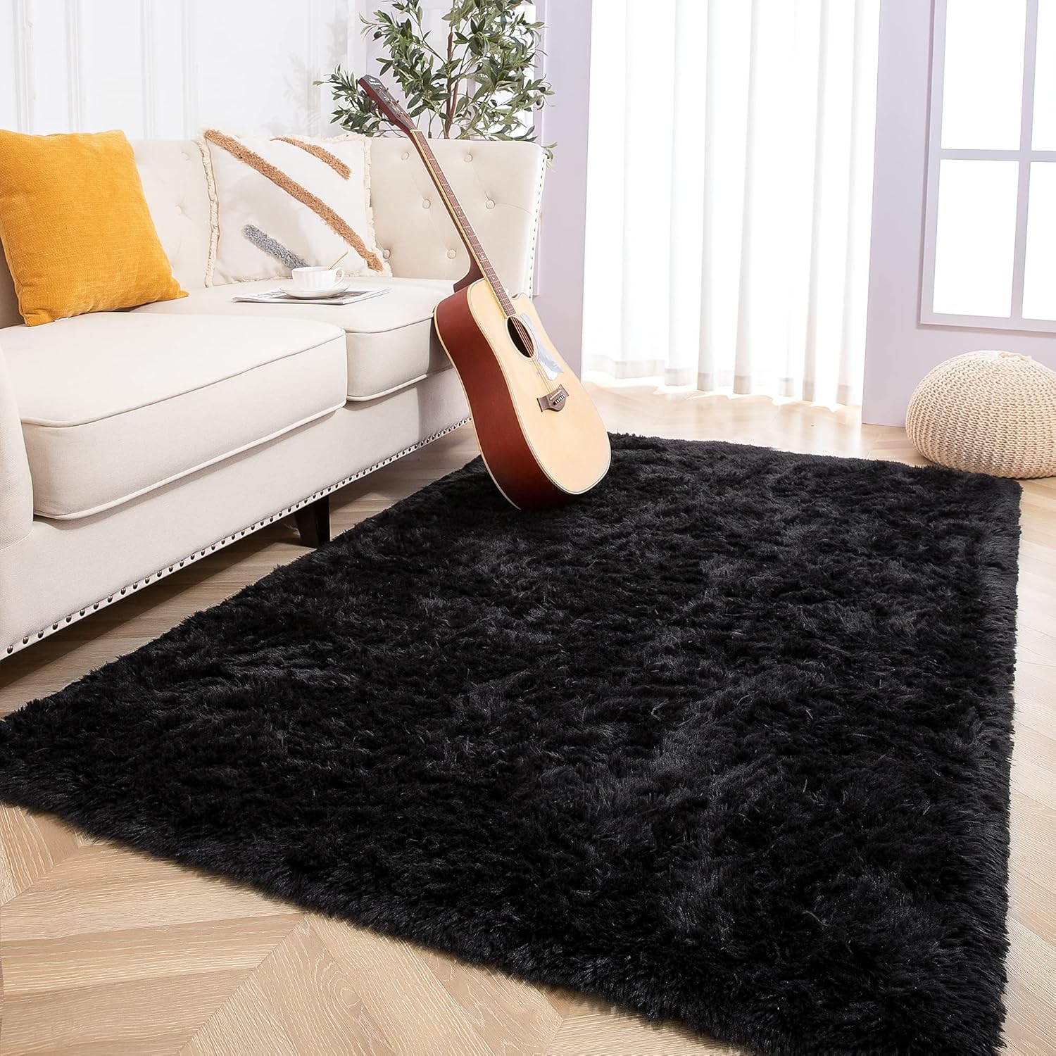 Foxmas Alfombras grandes para sala de estar y dormitorio, de 6 x 9 pies, mullidas y peludas para habitación de niños, alfombra peluda de felpa para