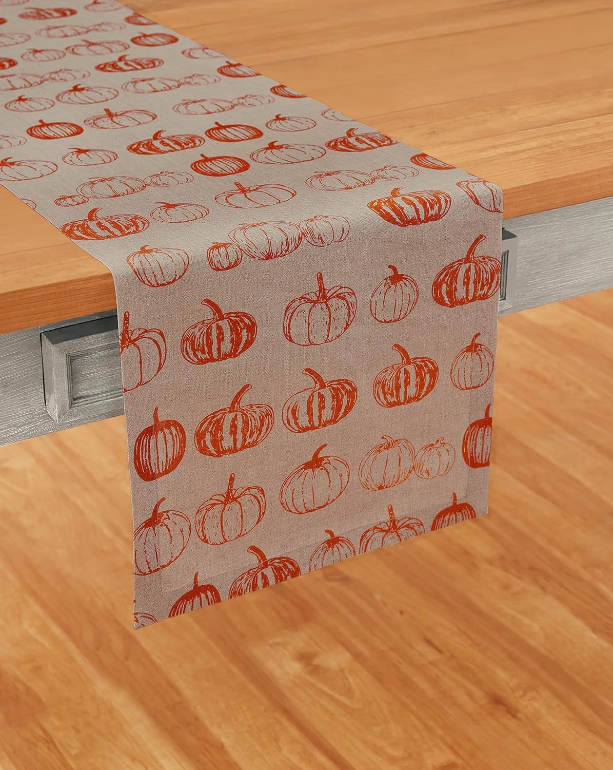 Solino Home Camino de mesa de lino con parche de calabaza, camino de mesa de otoño, Halloween, calabaza, 14 x 36 pulgadas, camino de mesa de lino