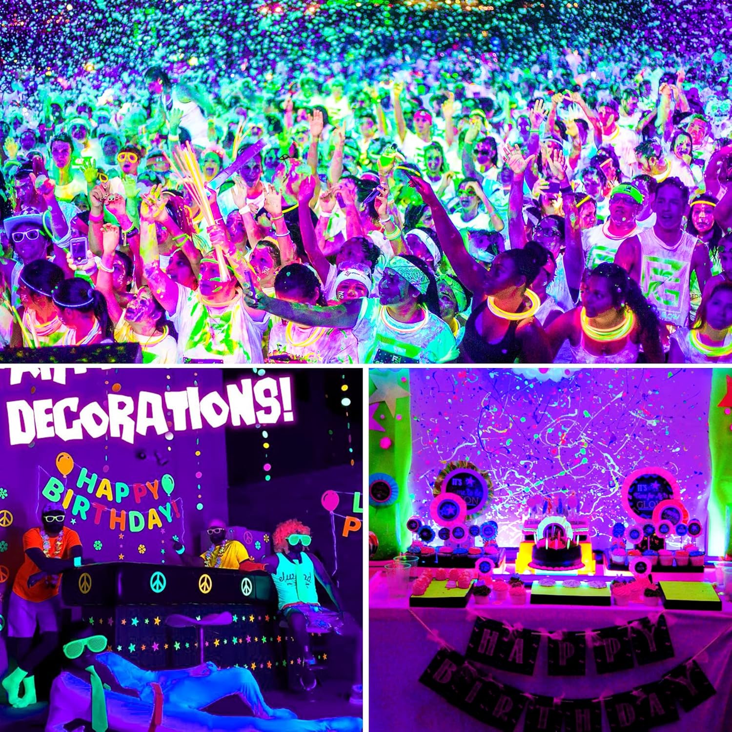 Luces negras de 100 W, 1 paquete de luz LED negra con enchufe, luces negras impermeables IP66 para fiestas de baile, brillan en la oscuridad,