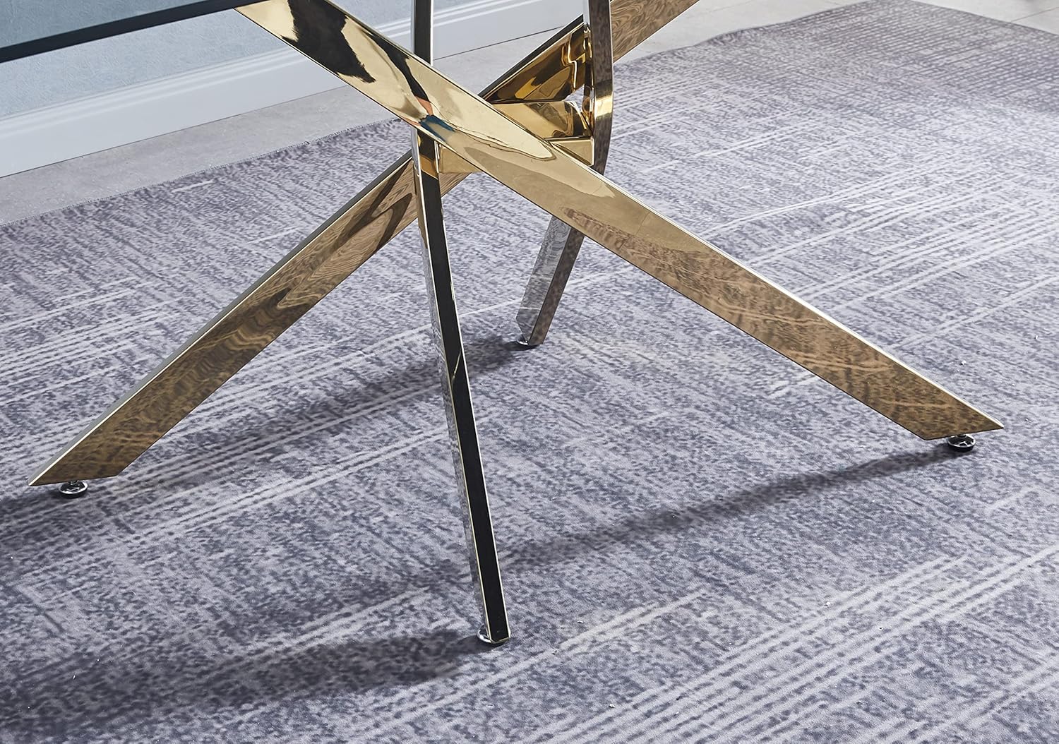 Mesa de comedor redonda de 36 pulgadas, mesa de comedor moderna con base de acero inoxidable dorado, mesa de comedor circular de vidrio templado