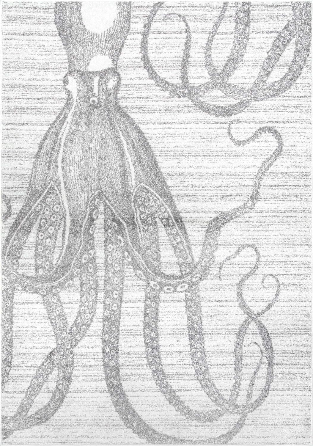nuLOOM Thomas Paul Alfombra de área de pulpo tejida eléctrica, 7 x 9 pulgadas, color plateado
