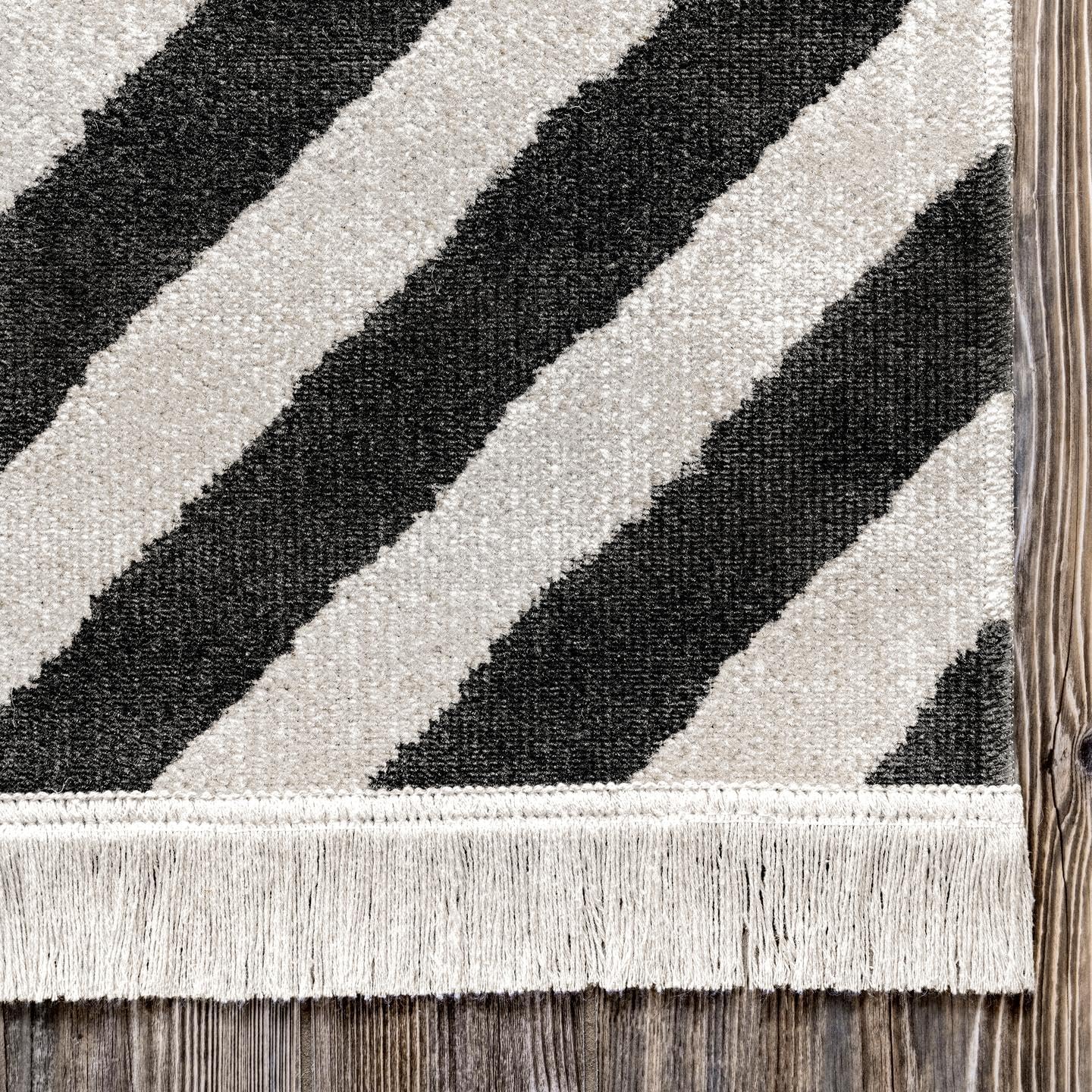 nuLOOM Rayne Diamond Fringe IndoorOutdoor Area Rug, 5×8, Black