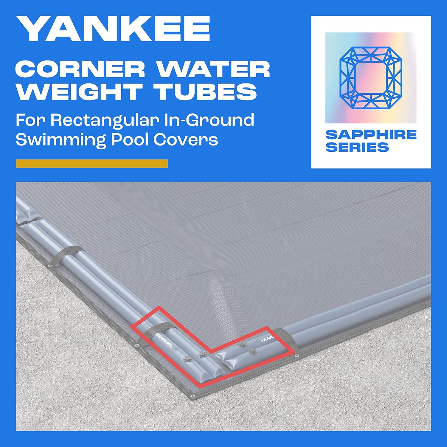 Yankee – Pesas para piscina  Tubos de agua de esquina  Bolsas de agua de piscina para cubiertas de piscina rect en el suelo  Pesos de cubierta de