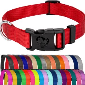 Country Brook Design  Collar de nailon de lujo para perro con vibrante selección de 25 colores, Bright Red Country Brook Design  Collar de nailon de lujo para perro con vibrante selección de 25 colores, Bright Red