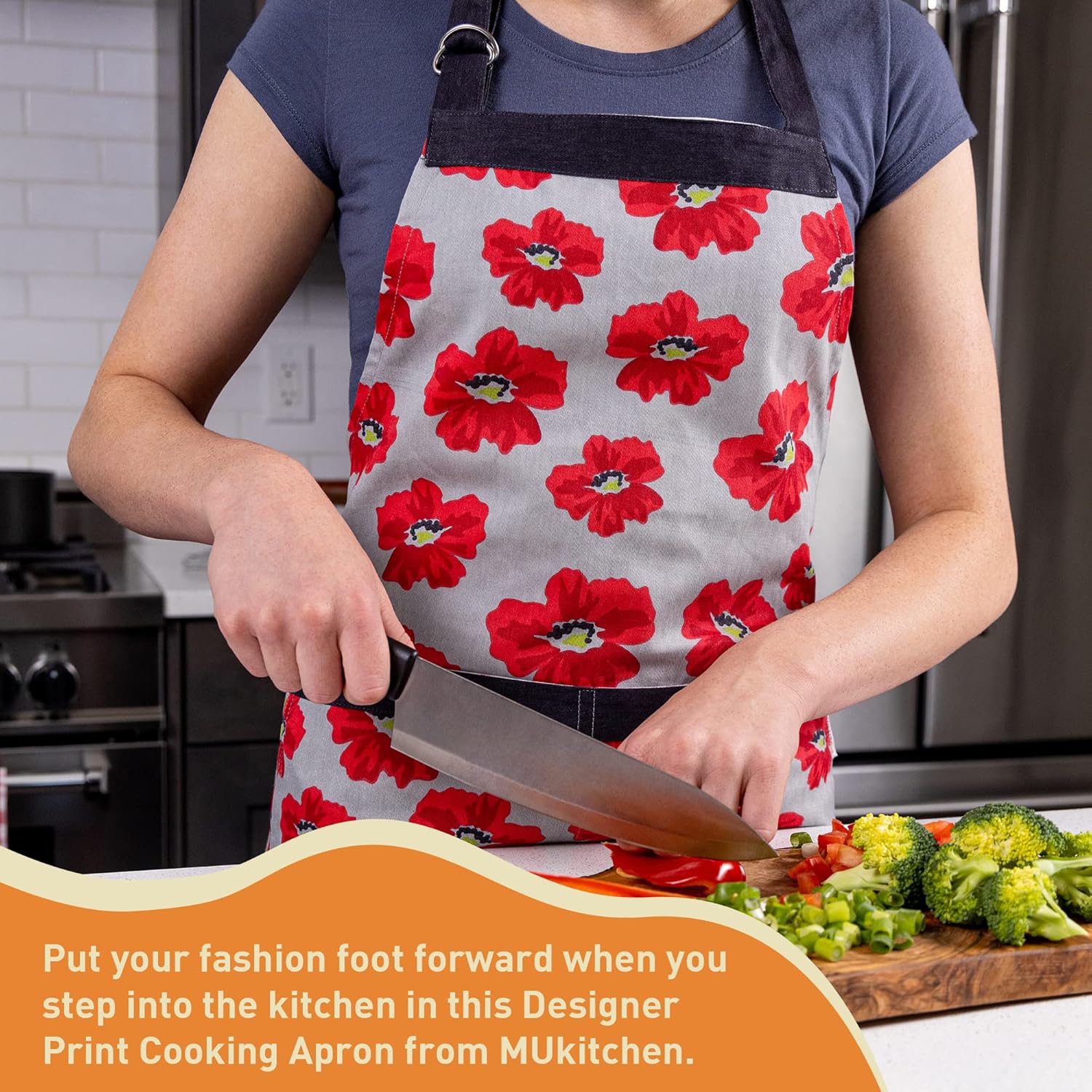 MÜkitchen  MÜapron es 100% algodón, elegante delantal de cocina con bolsillos para mujeres y hombres, lavable a máquina y duradero