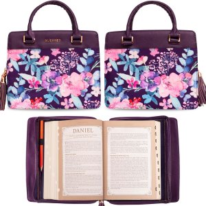 Christian Art Gifts Women’s Fashion Bible Cover Purse Style Blessed, Purple Floral Faux Leather, Large Christian Art Gifts Women’s Fashion Bible Cover Purse Style Blessed, Purple Floral Faux Leather, Large