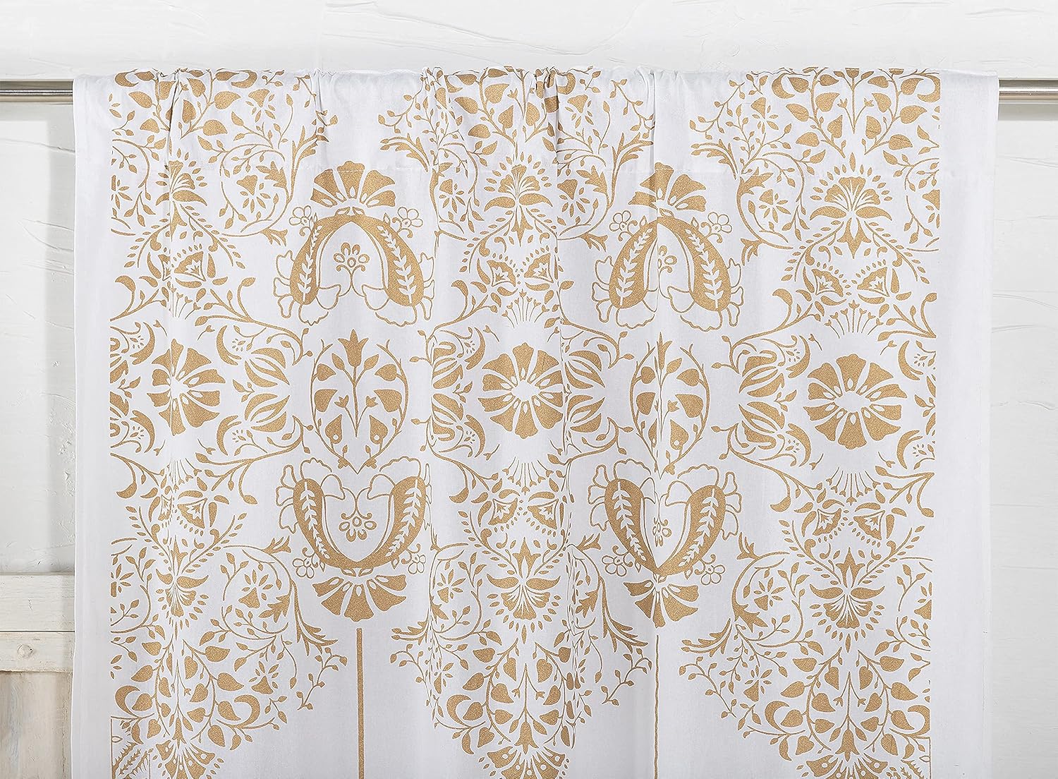 Popular Handicrafts Cortina de ventana con estampado de hojas de oro, estilo hippie, indio, bohemio, hermoso, para ventana, dormitorio, sala de