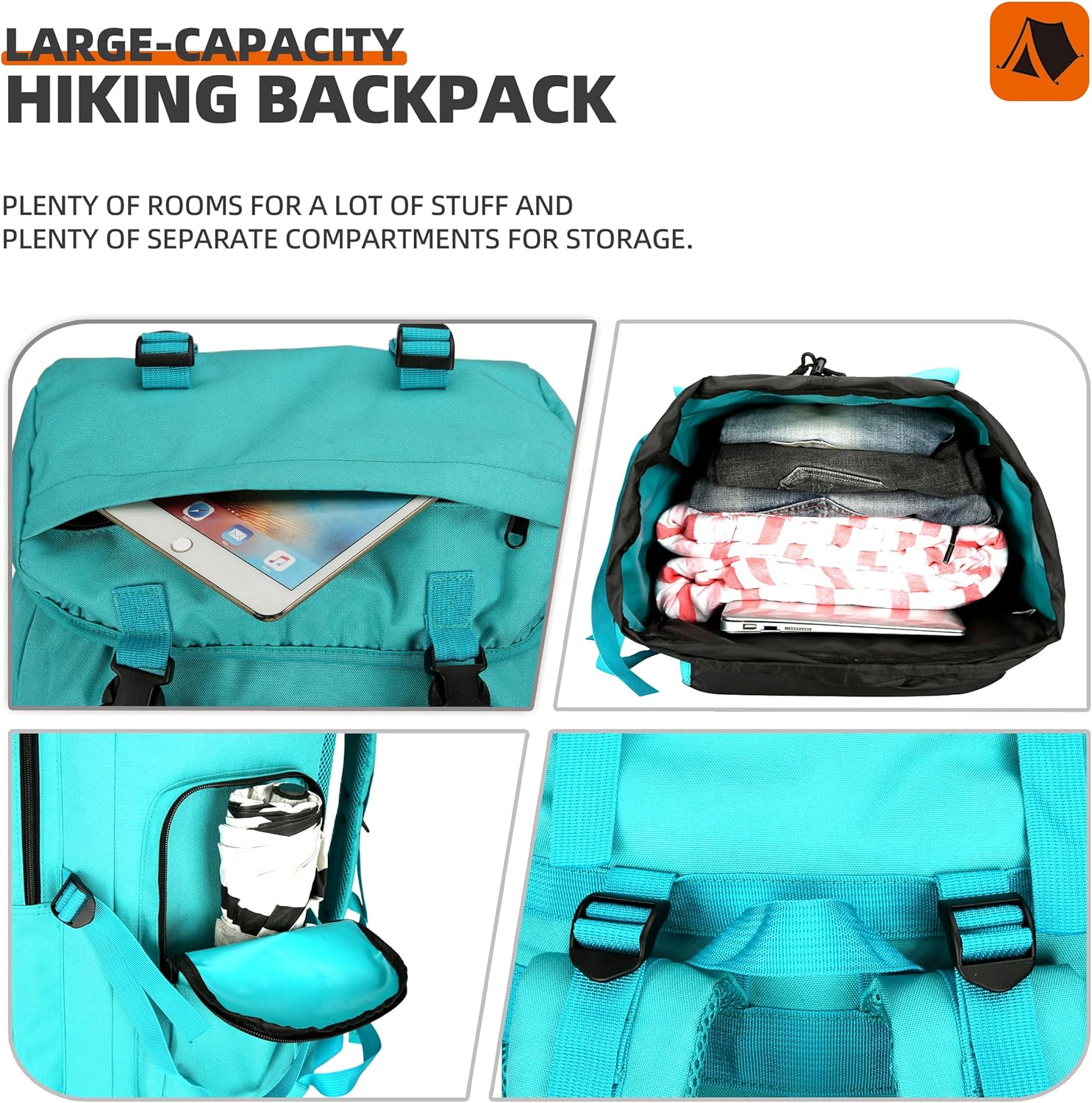 100L camping senderismo militar táctico mochila escalada al aire libre bolsas de deporte para acampar, mochilero, Azul lago, Mochilas Daypack