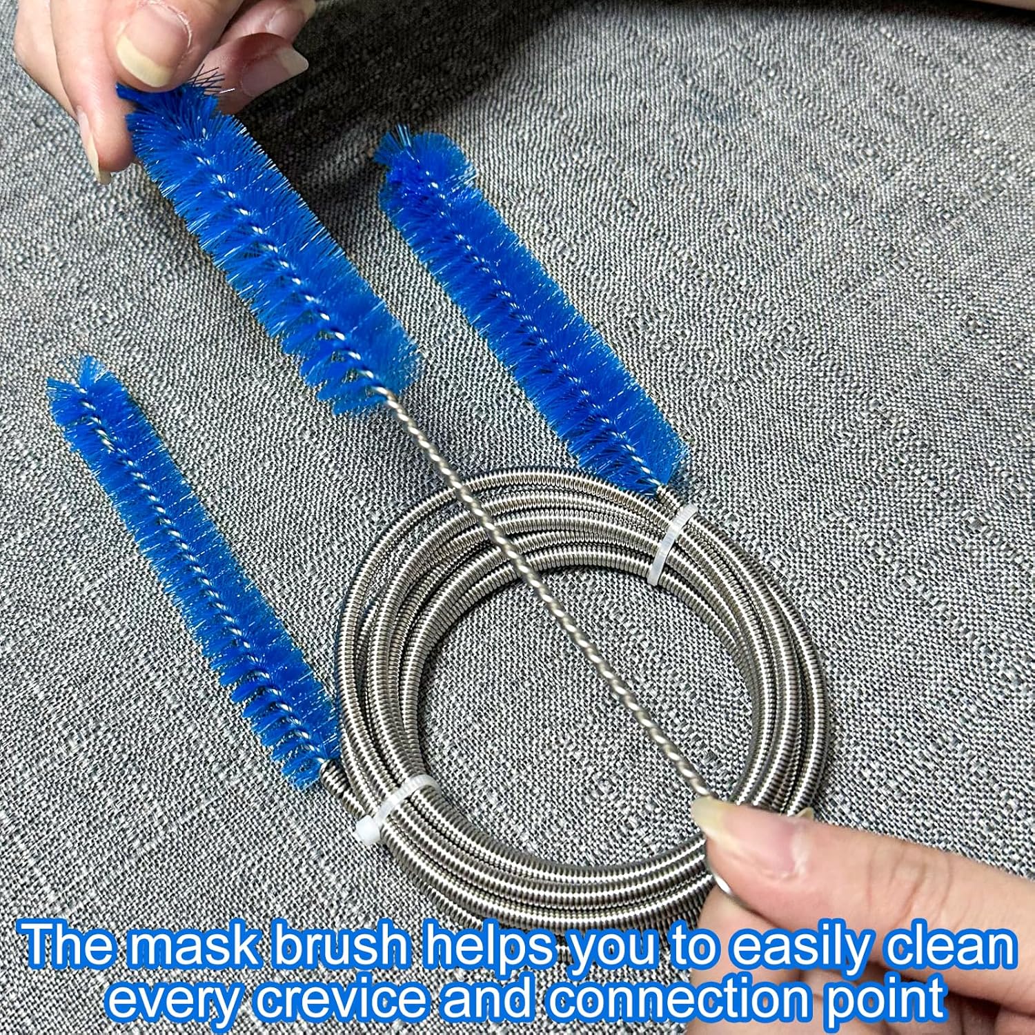 Cepillo de manguera de doble cabezal flexible con resorte de drenaje, diámetro de 0.591 in y 0.748 in, cepillo de limpieza de tubo CPAP, adecuado